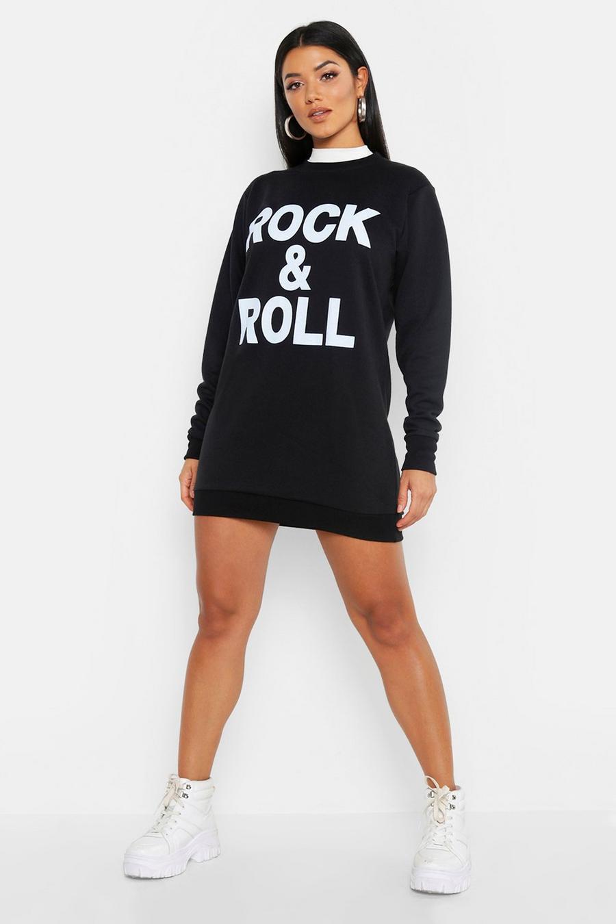 Oversized Sweatkleid mit „Rock & Roll“-Print image number 1