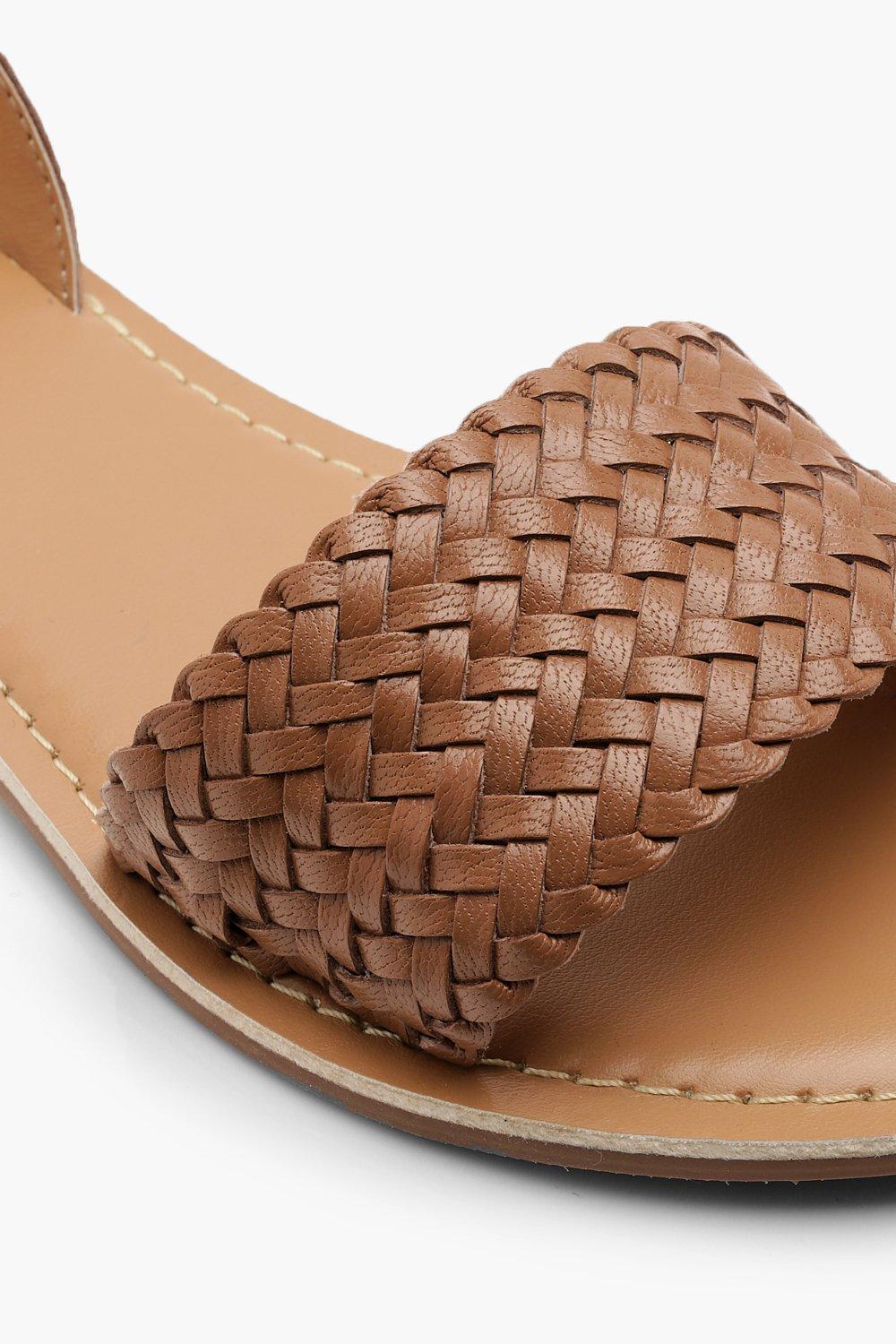 Leather Woven Slingback Sandals