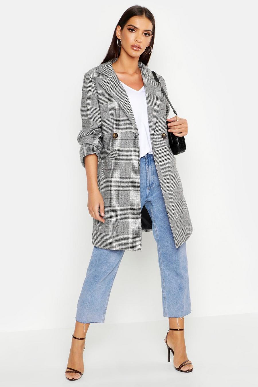 Double Breasted Checked Wool Look Coat image number 1