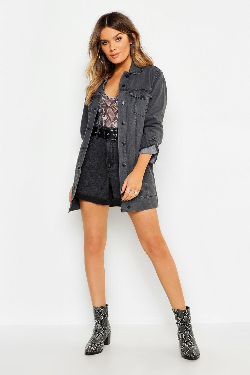 longline black denim jacket