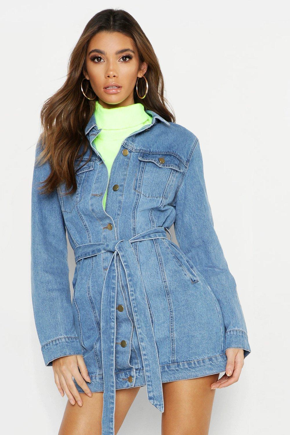 Boohoo longline denim clearance jacket