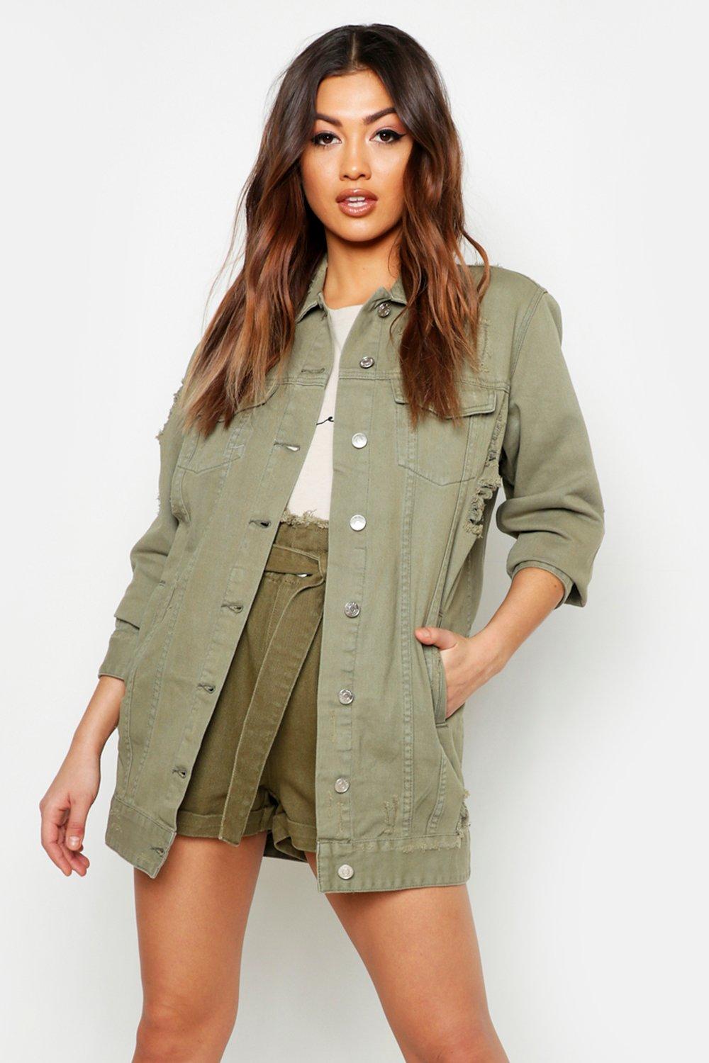 khaki jean jacket women's