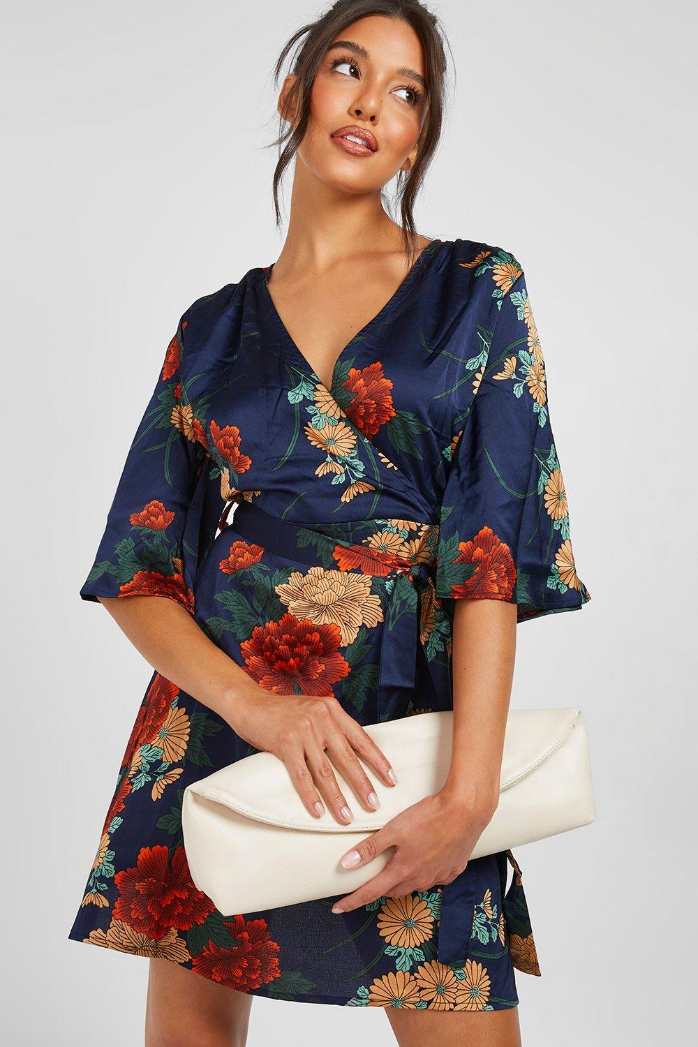 satin dress floral