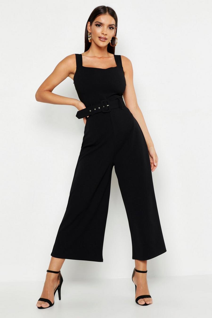 Pinafore Belted Buckle Culotte Jumpsuit image number 1