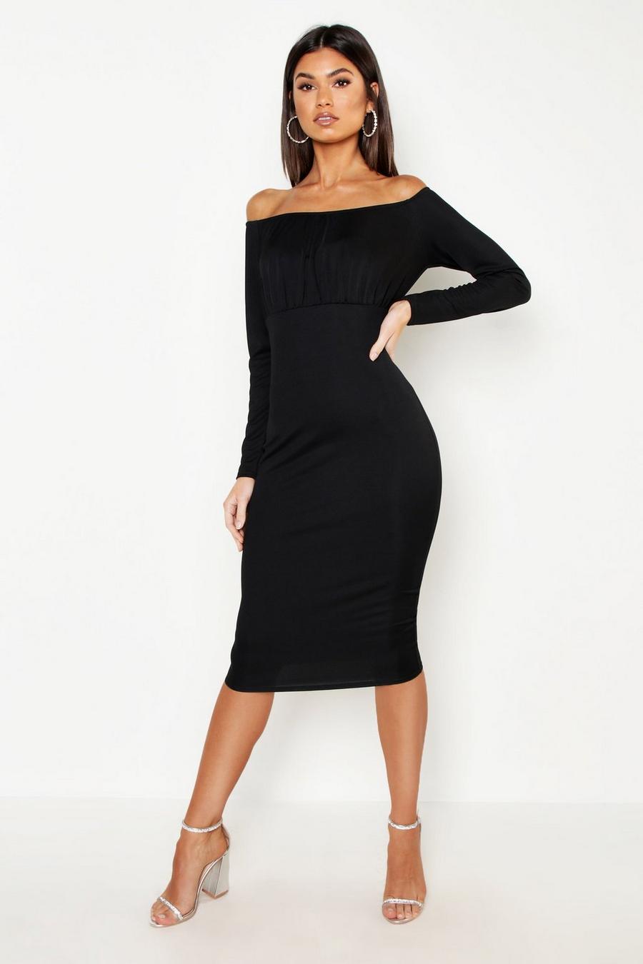 Ruched Bodice Detail Bodycon Midi Dress image number 1