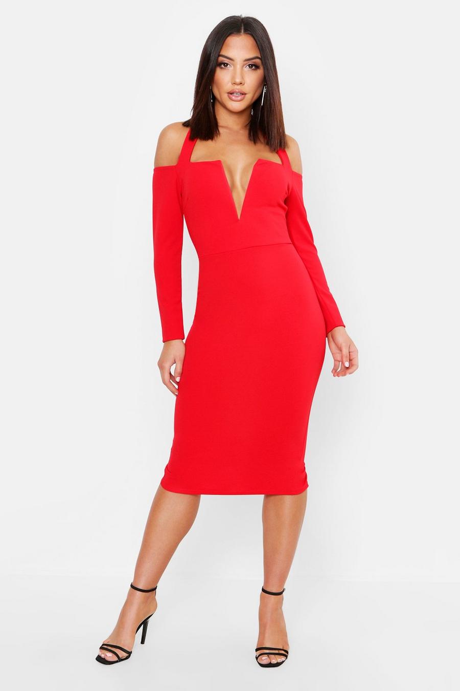 Halterneck V Bar Midi Dress image number 1