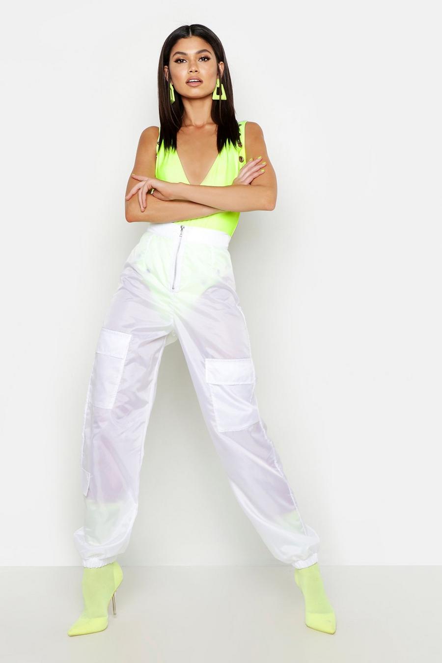 Pantalones de chándal estilo militar transparente con cremallera image number 1
