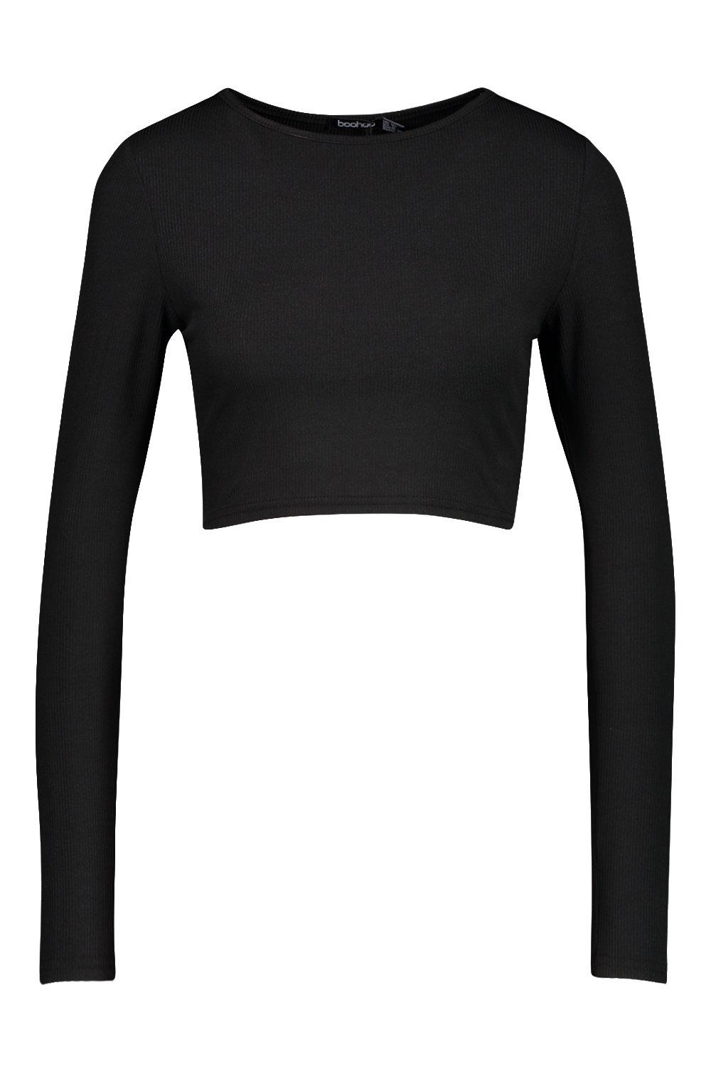 long sleeve crop top sweatshirt