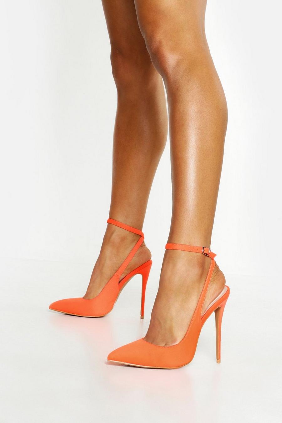 Orange Neon Pointed Court Shoes image number 1
