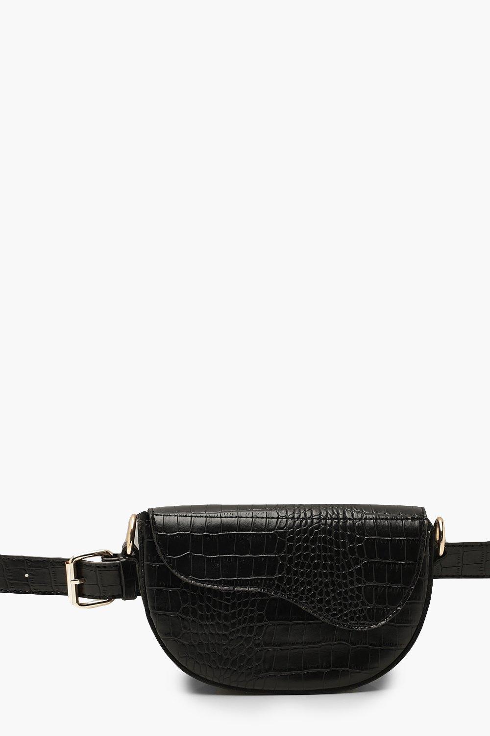 Faux Croc Flap Multiway Belt Bag