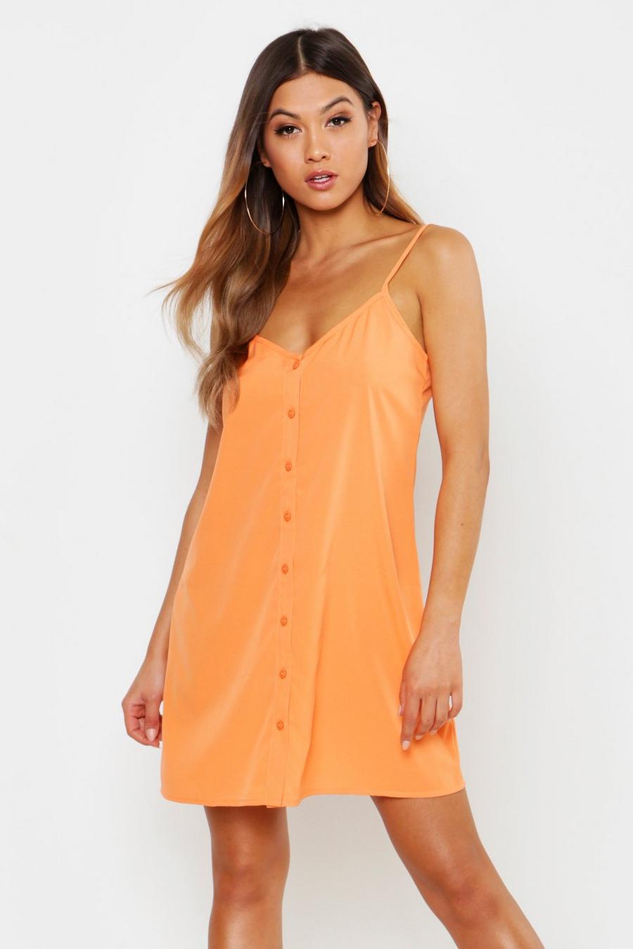 Orange Button Through Woven Cami Shift Dress image number 1