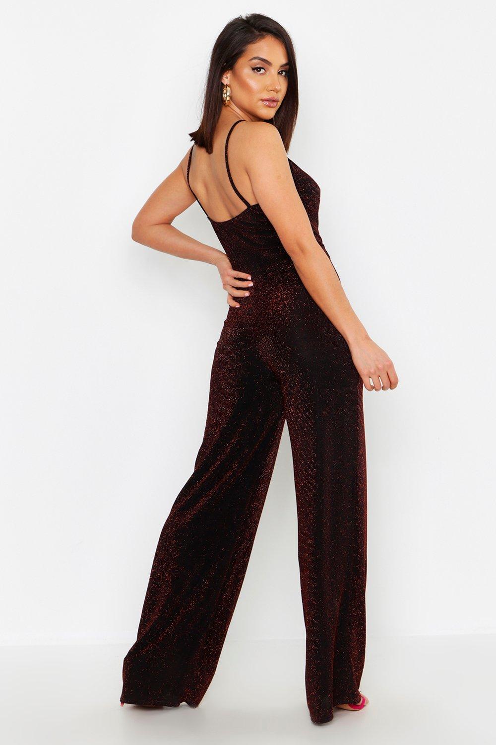 Glitter wrap jumpsuit clearance
