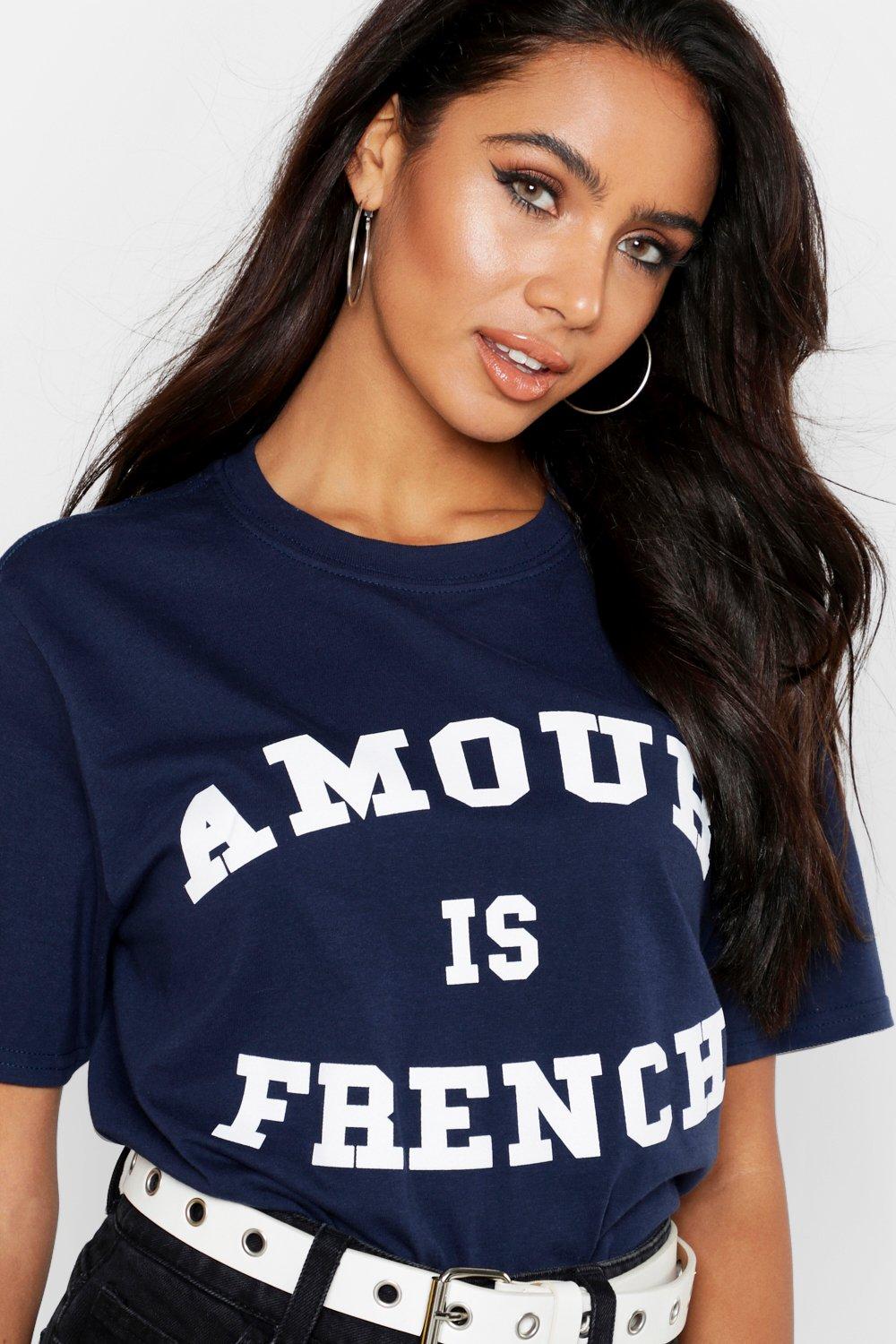 Amour Is French Graphic T Shirt boohoo