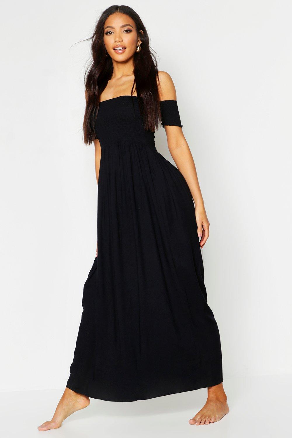 black bardot beach dress