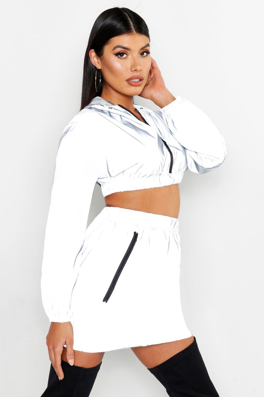 reflective crop top jacket