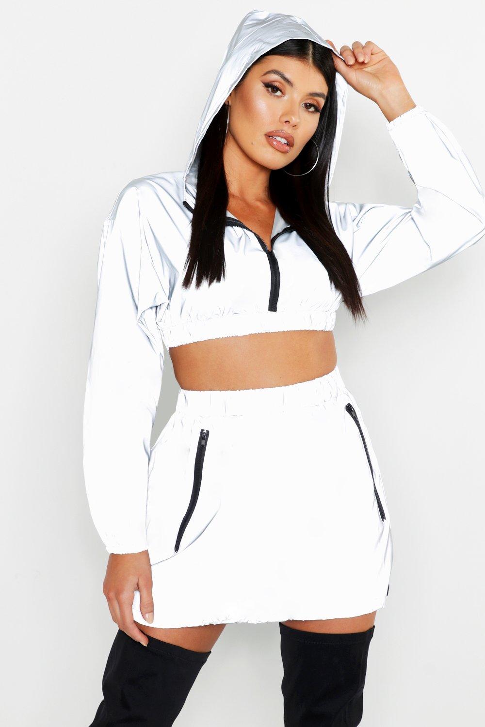 reflective cropped hoodie