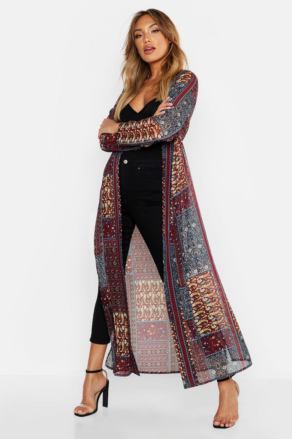 Tyranny bred tyfon Women's Woven Paisley Longline Kimono | Boohoo UK