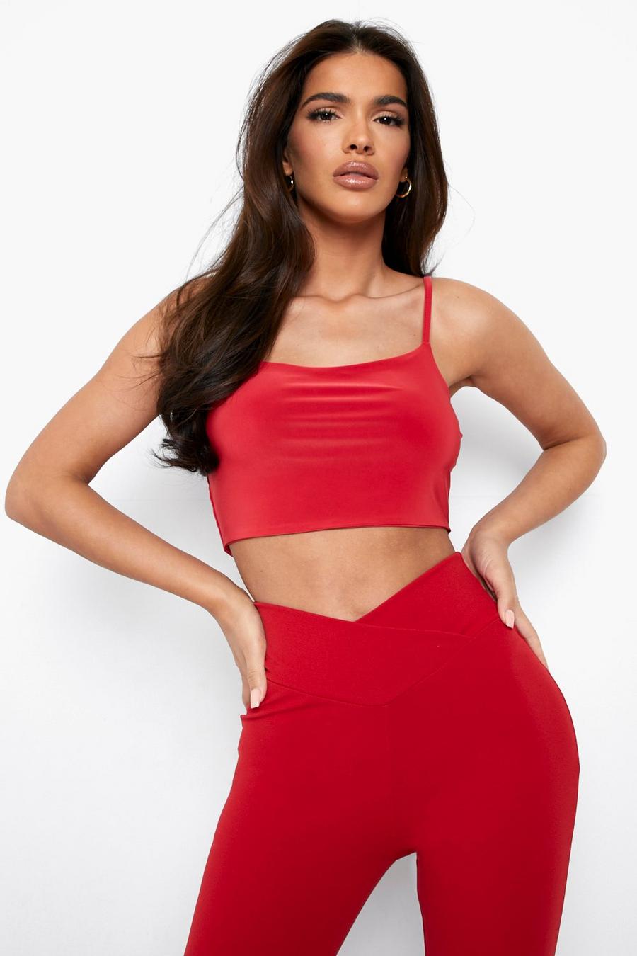 Red Double Layer Slinky Bralet image number 1
