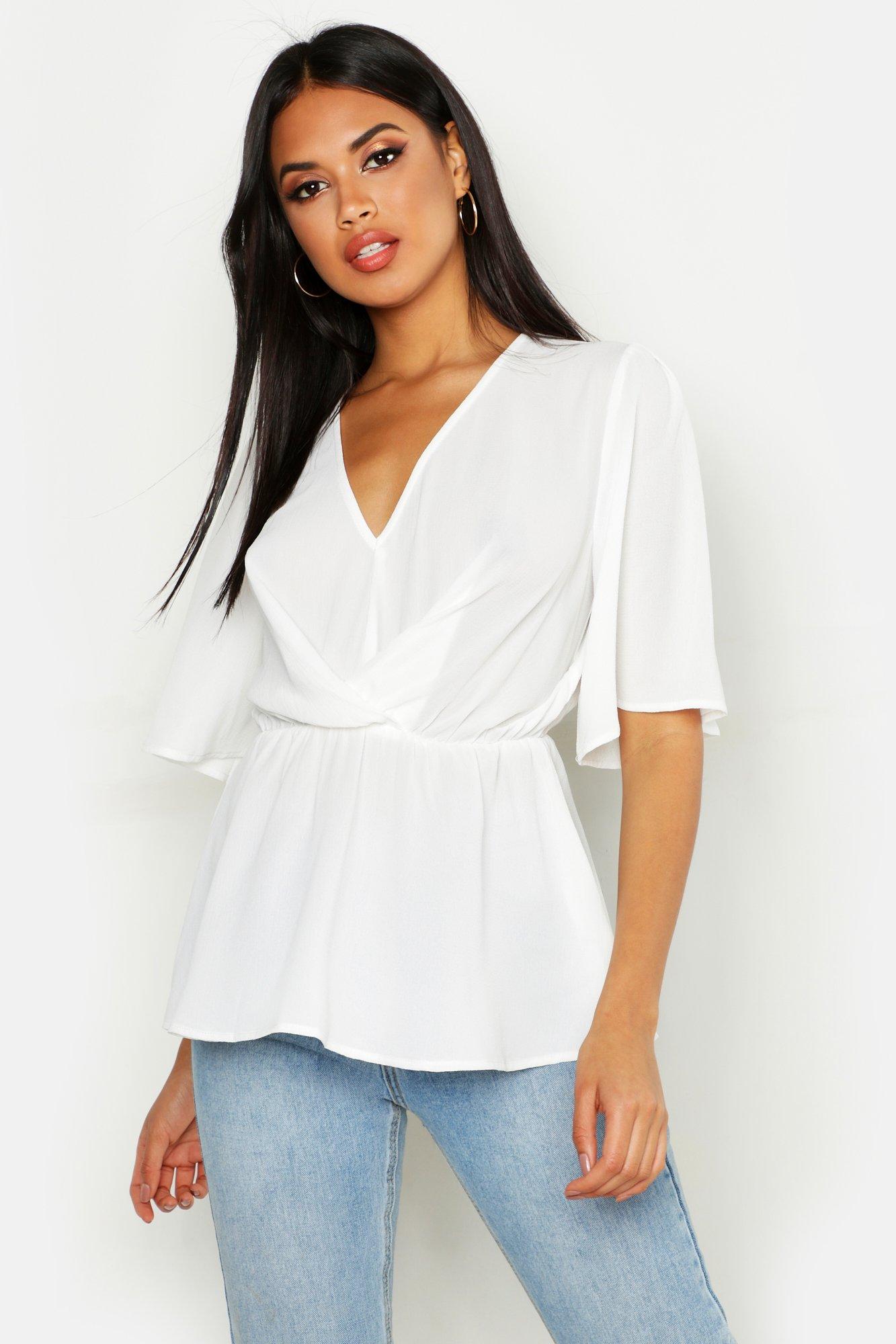 Angel Sleeve Peplum Blouse boohoo NZ