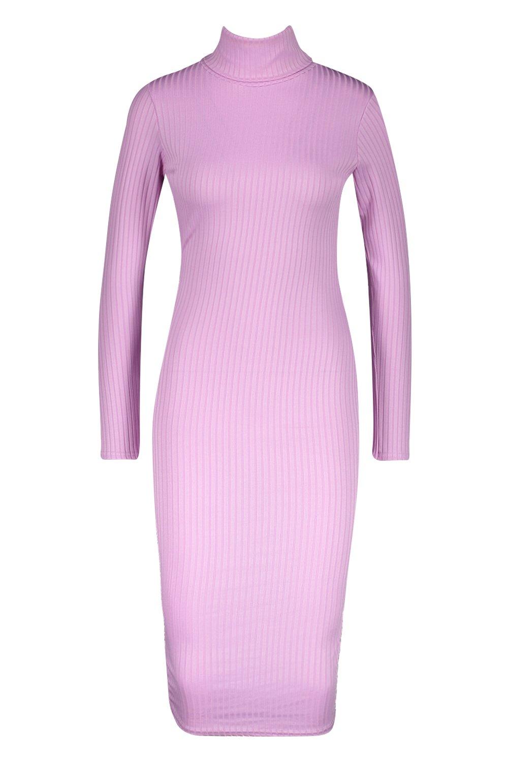 jumbo rib roll neck midi dress