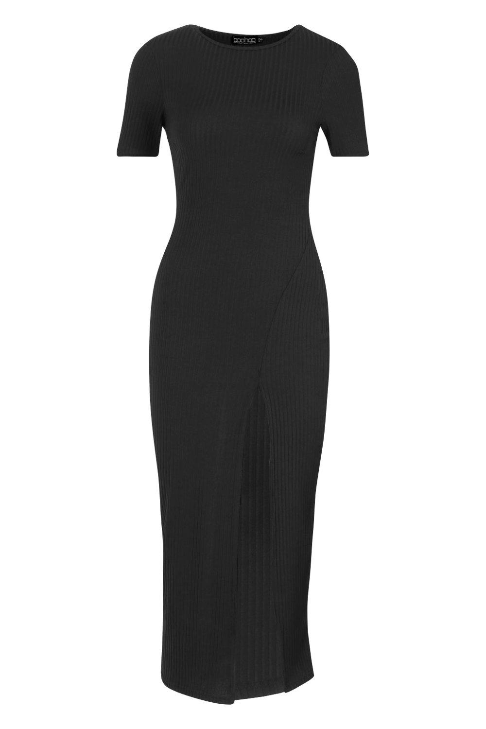 jumbo rib split side midi dress