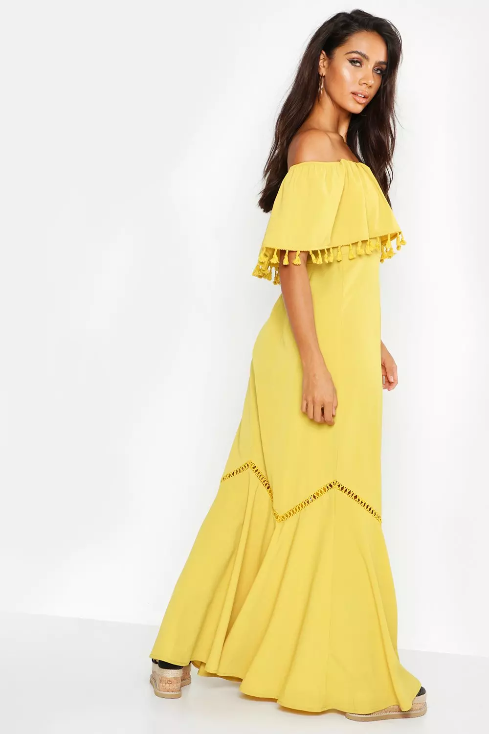 Off the shoulder tassel cheap dress