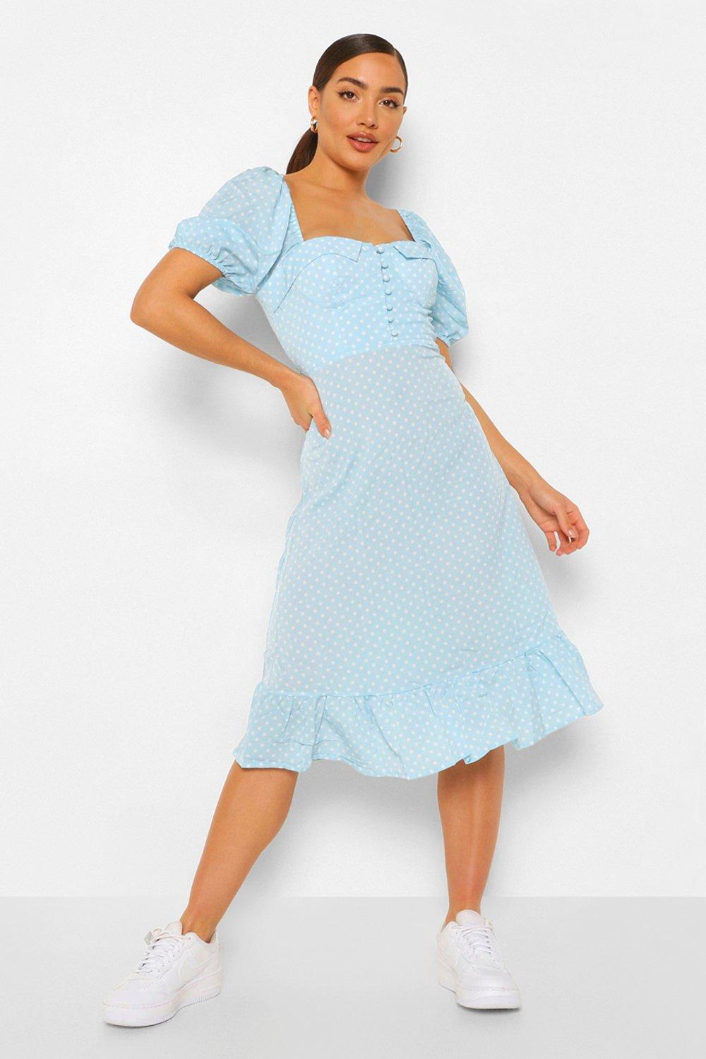 pale blue fitted dress