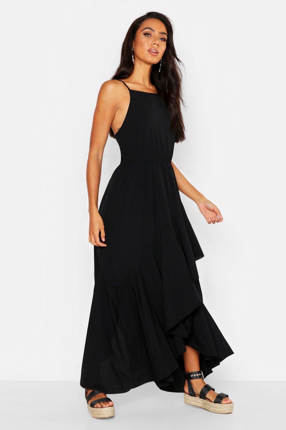 asymmetric hem maxi dress