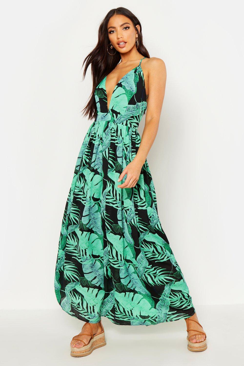 boohoo palm print dress