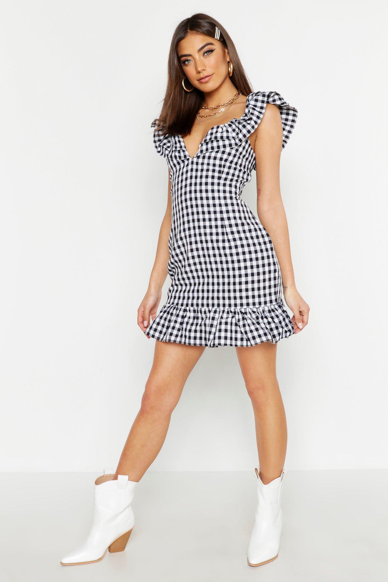 gingham dress boohoo