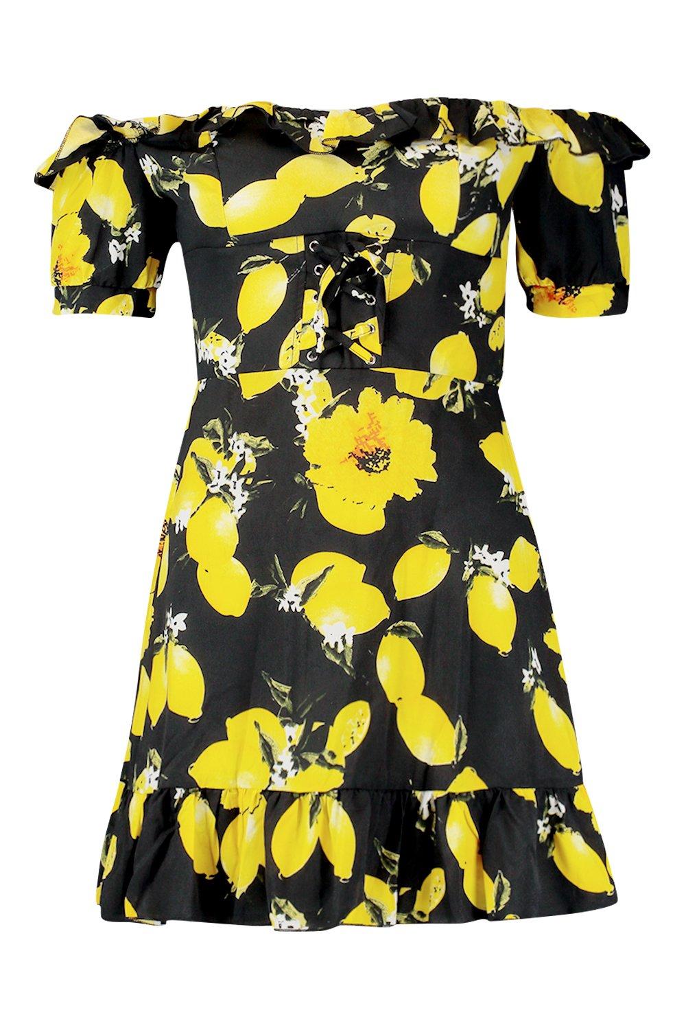 Boohoo lemon hot sale dress