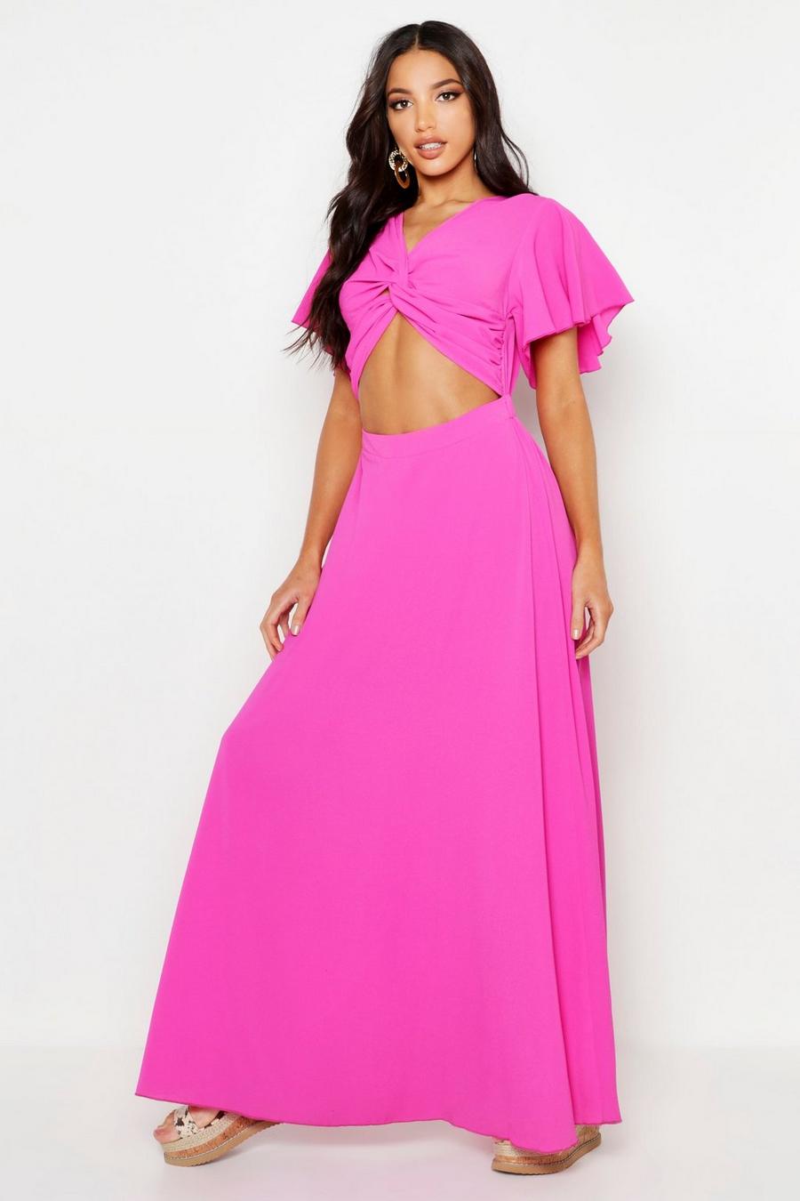 Knot Front Flared Sleeve Maxi Dress image number 1