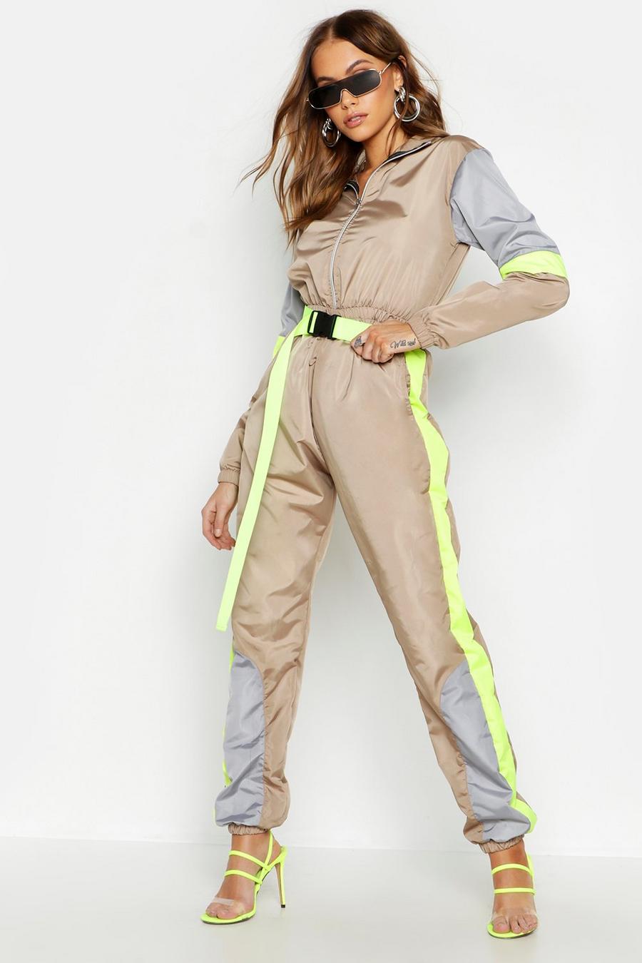 Stone Colour Block Shell Jumpsuit image number 1