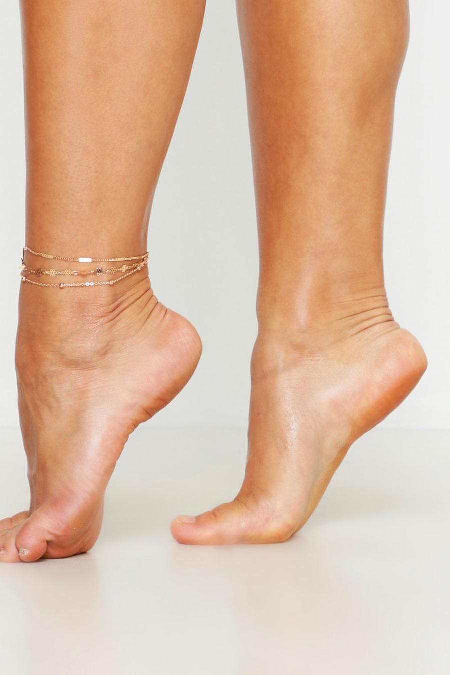 Gold Triple Chain Anklet image number 1