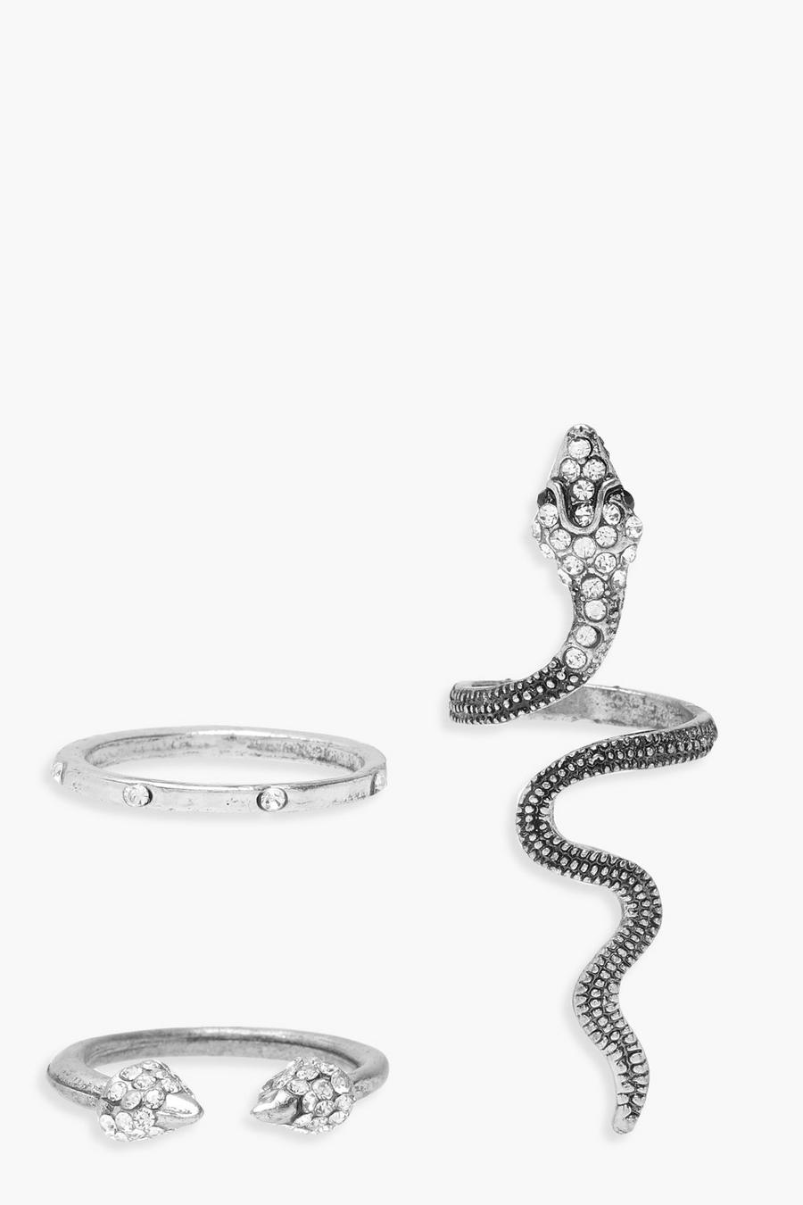 Silver Statement Snake Ring Pack image number 1