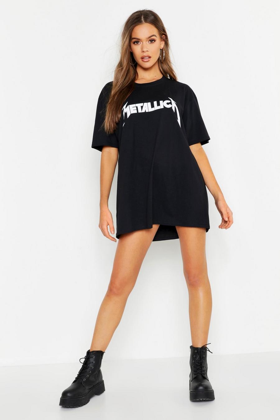 Black Metallica License Oversized T-Shirt Dress image number 1