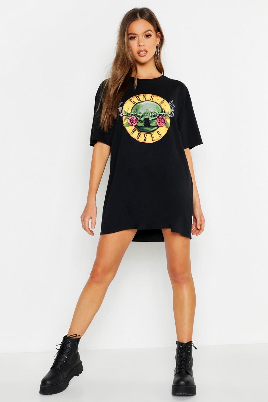 Klassisches Oversized-T-Shirt-Kleid mit lizenziertem Guns-n’-Roses-Print, Schwarz image number 1