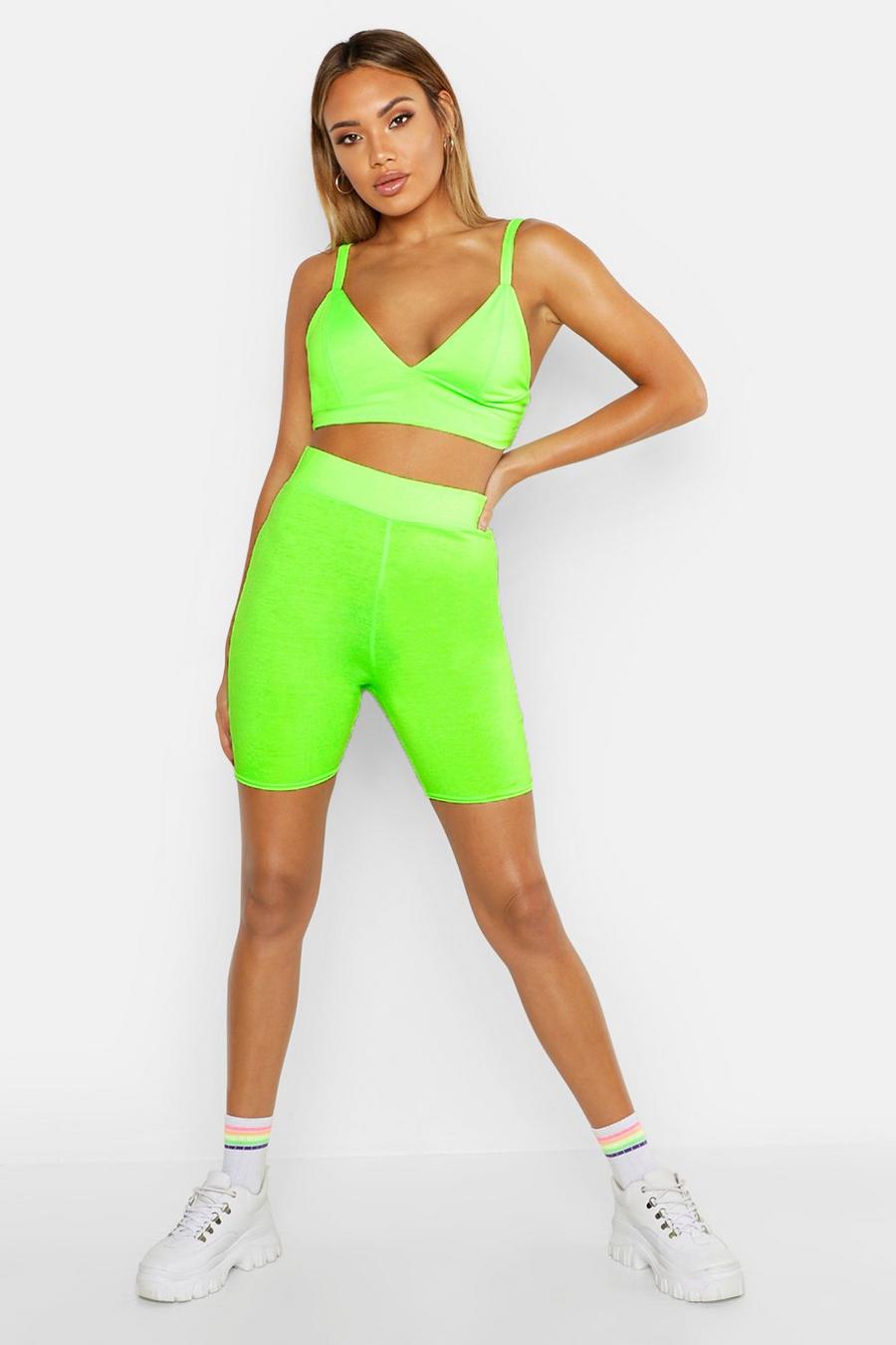 Neon-lime Fit Neon Biker Shorts image number 1