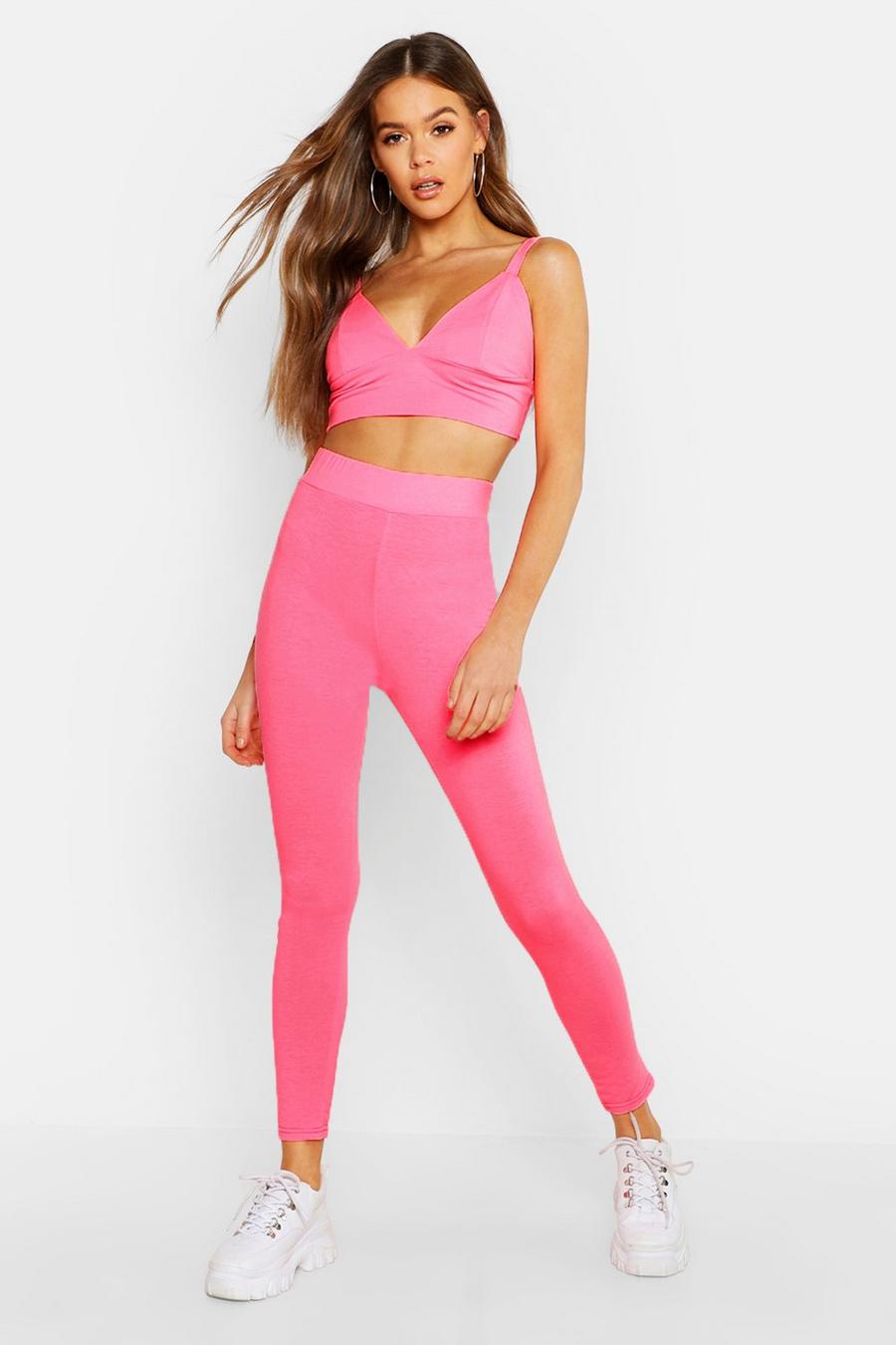Fit Neonfarbene Sport-Leggings, Neon-pink image number 1
