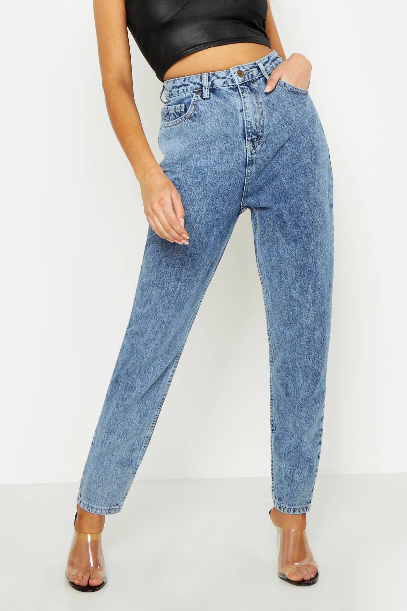 washed blue mom jeans