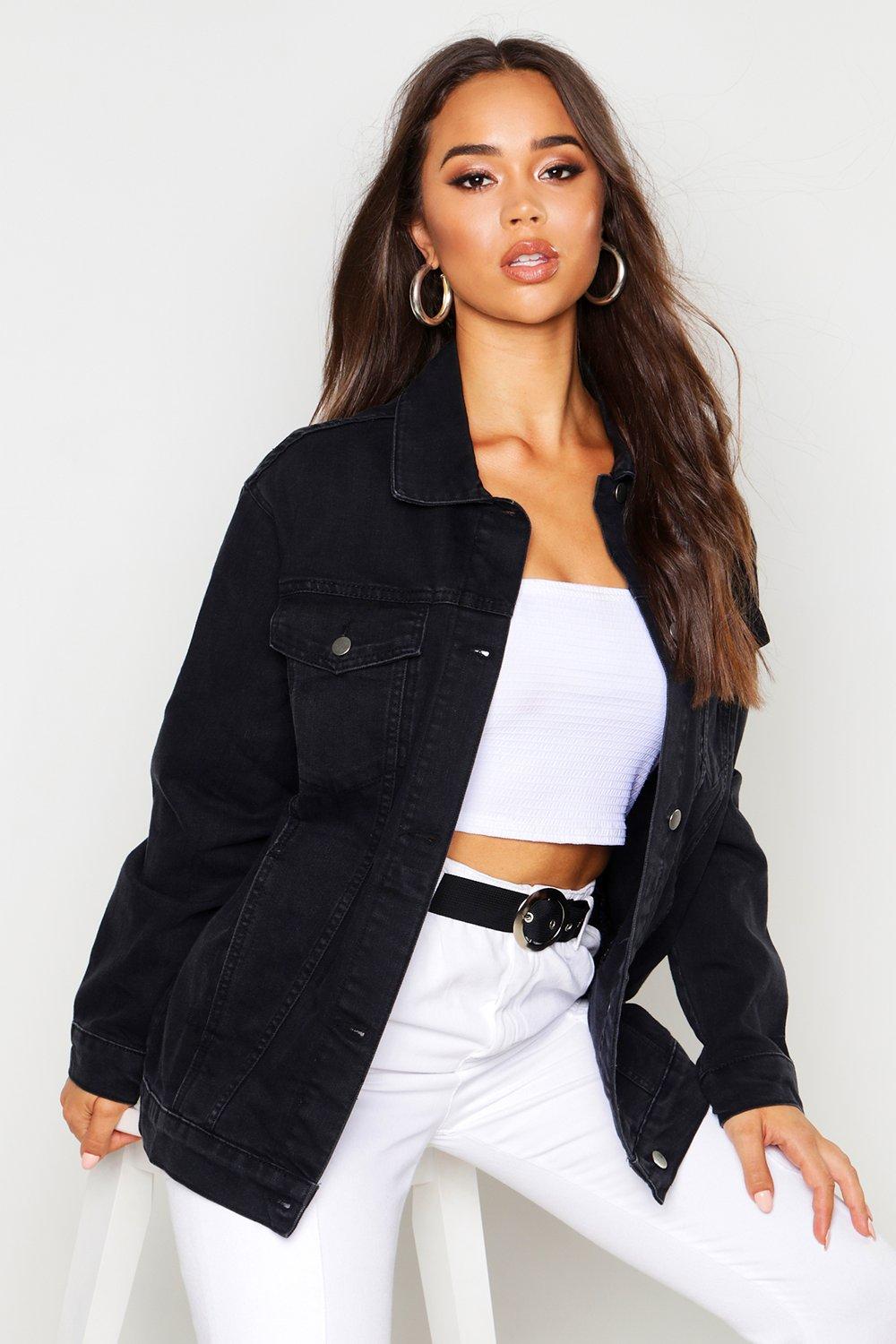 black oversized jeans jacket