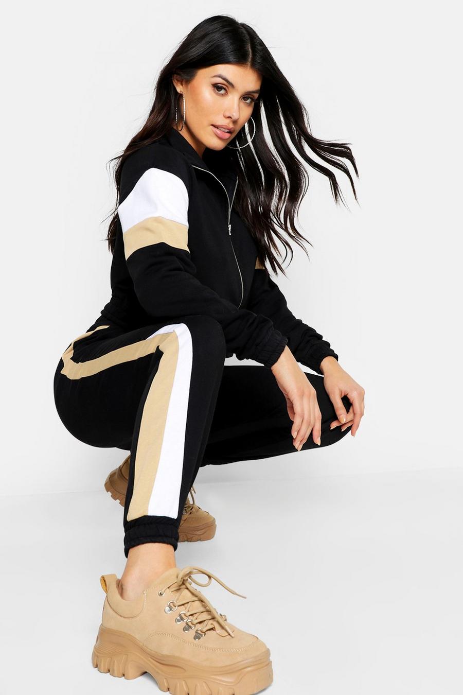 Woman Embroidered Colour Block Stripe Tracksuit #AFF, , #sponsored,  #Affiliate, #Colour, #Tracksuit, #St…