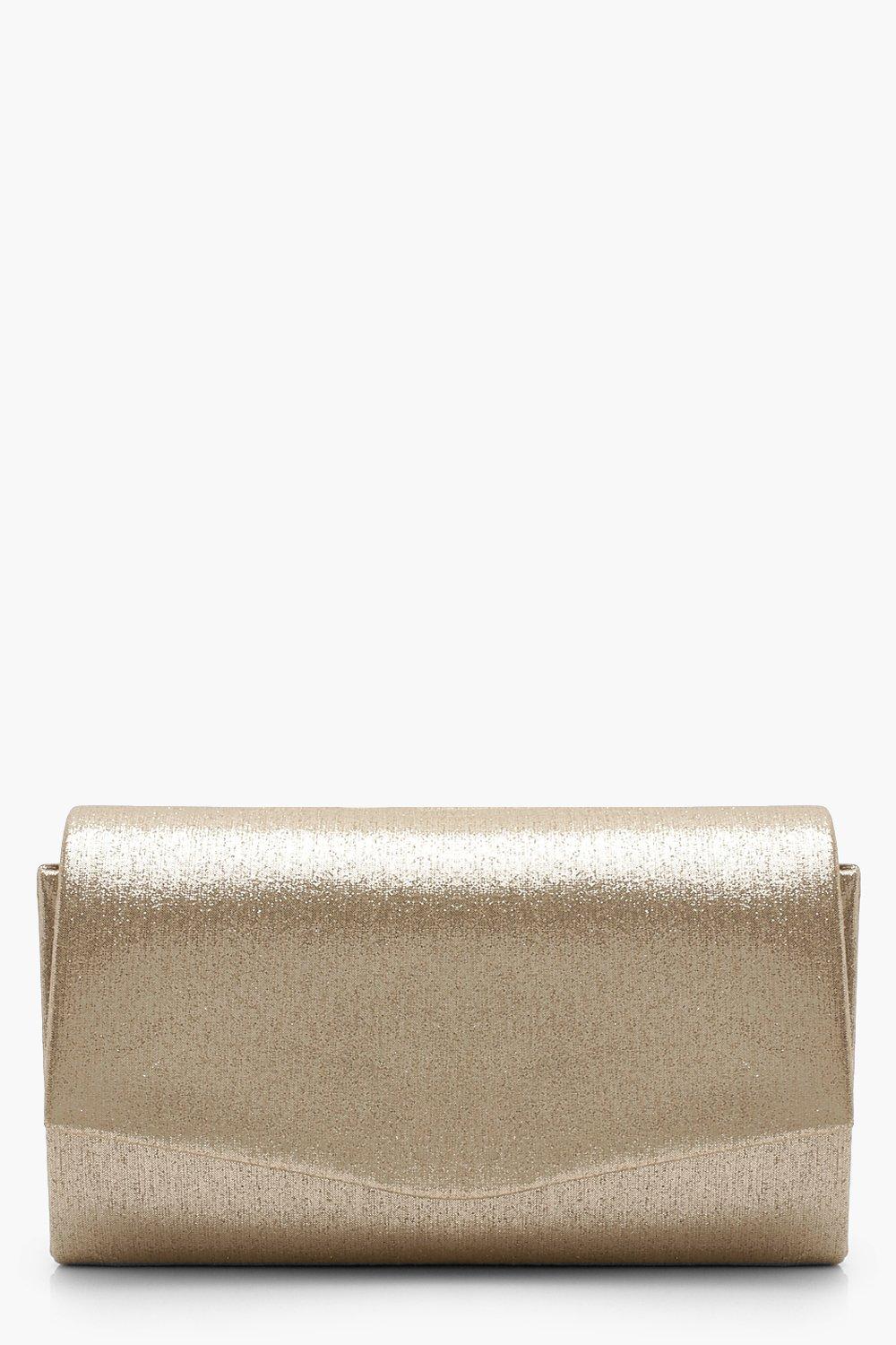 Boohoo Women s Structured Metallic Clutch Bag Chain Grey