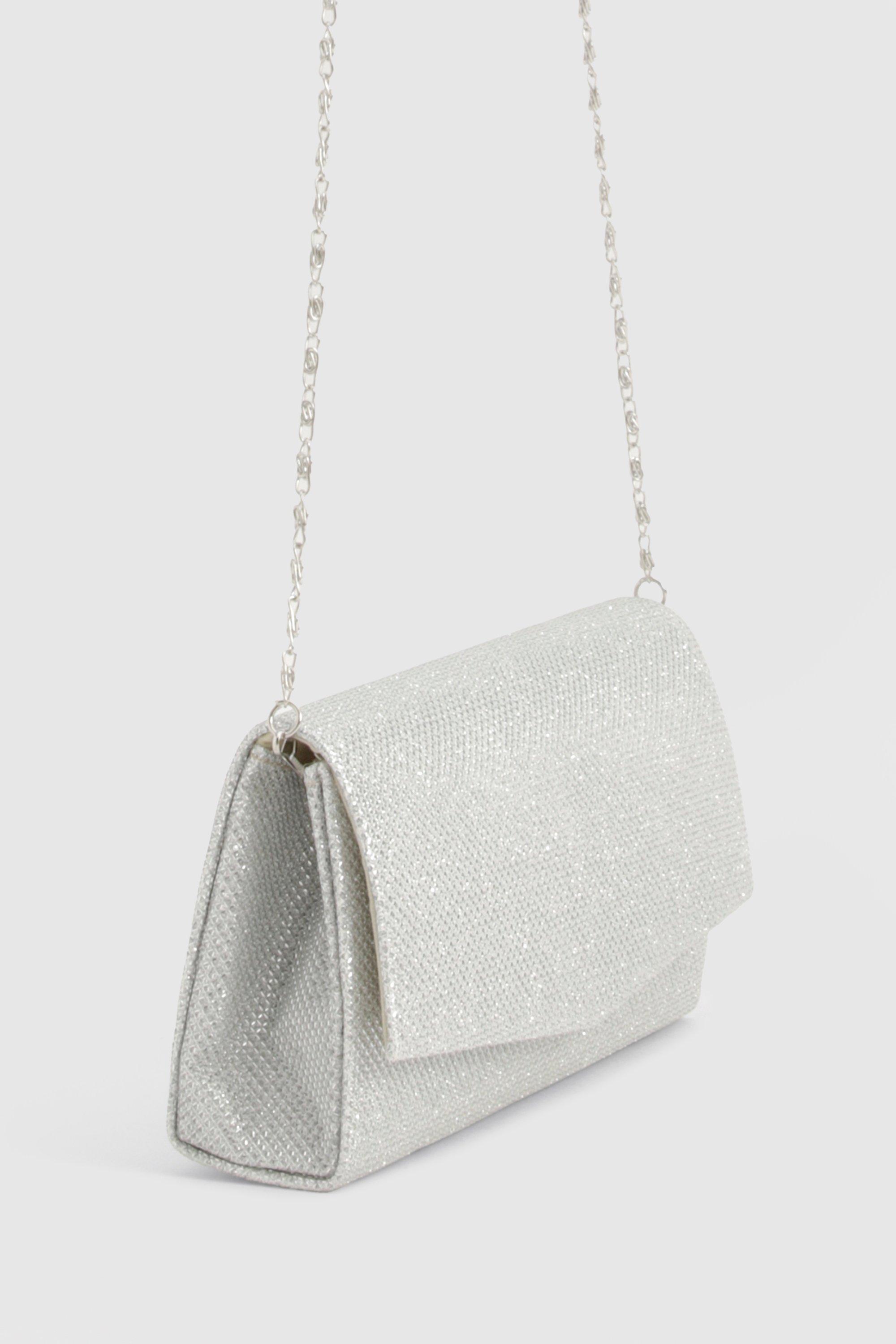 Shiny silver clutch hot sale