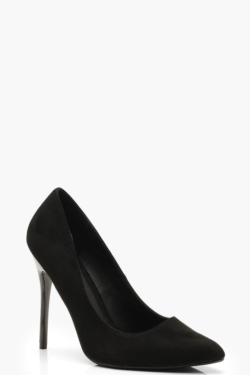 Black Wide Fit Stiletto Heel Court Shoes