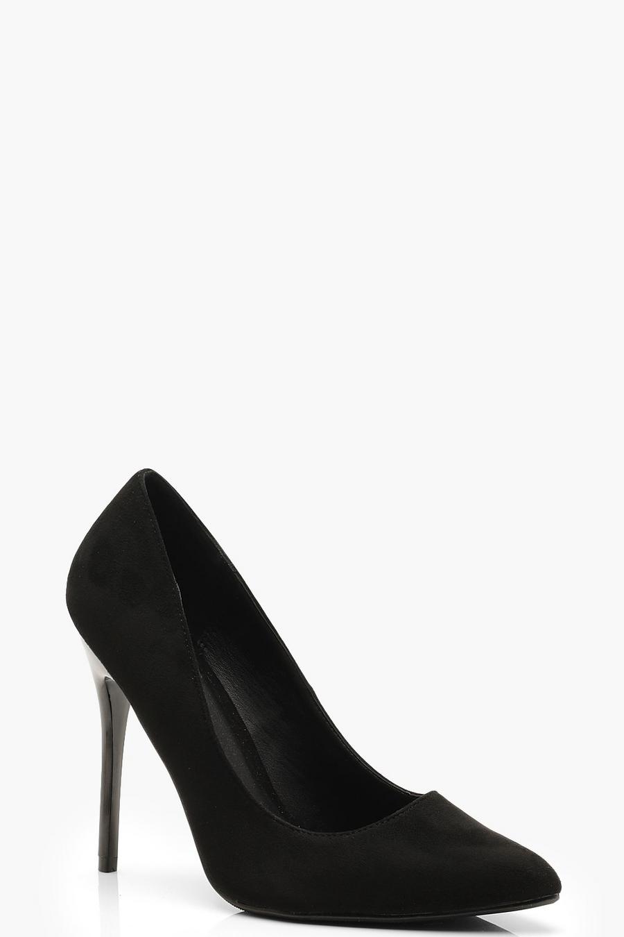 Black Wide Fit Stiletto Heel Court Shoes image number 1