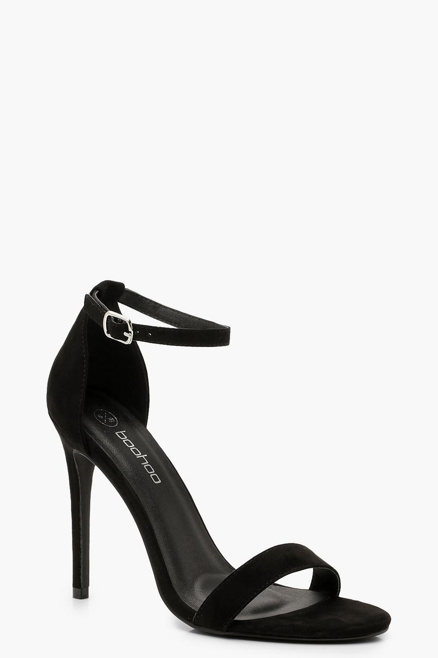 Black Wide Fit Stiletto Barely There Heels image number 1
