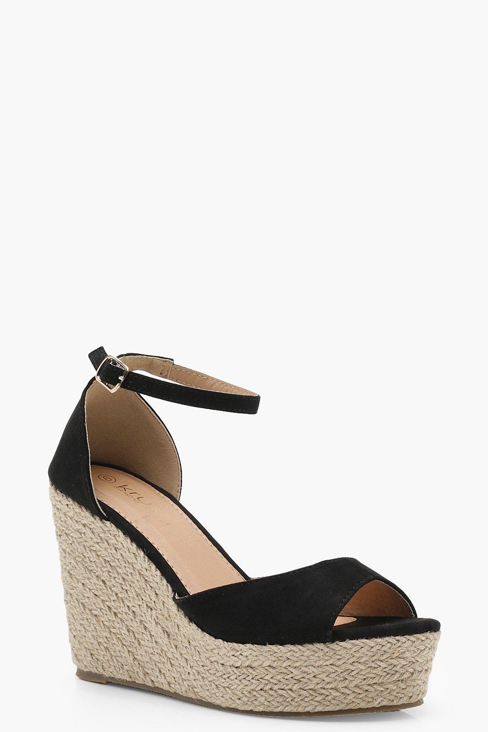 wide fit peep toe wedges