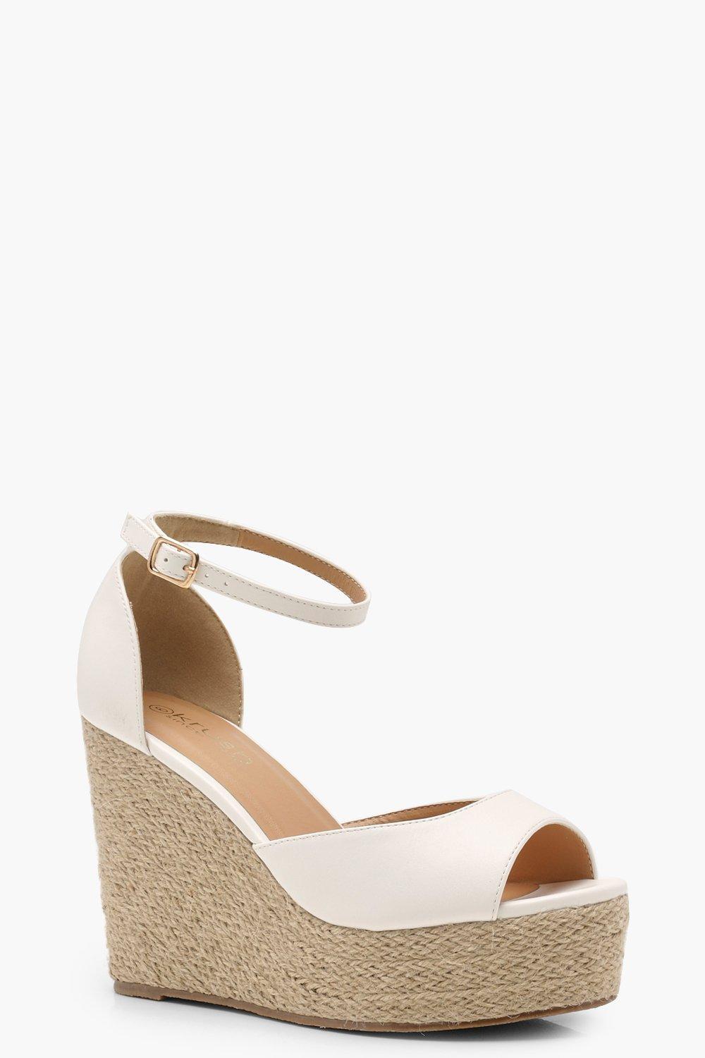 boohoo white wedges