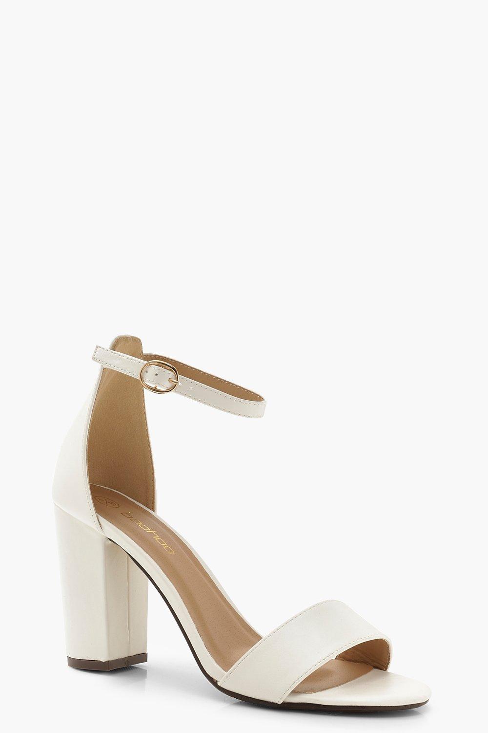 white wide fit block heels
